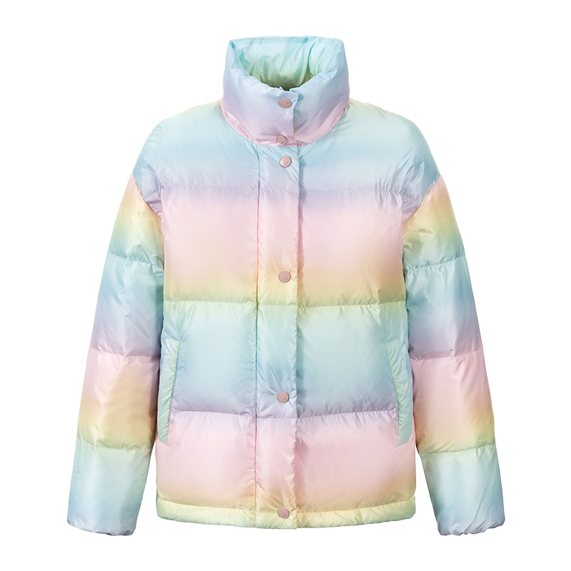 高梵羽绒服2020年新款轻薄彩虹羽绒服女立领短款冬季保暖外套上衣