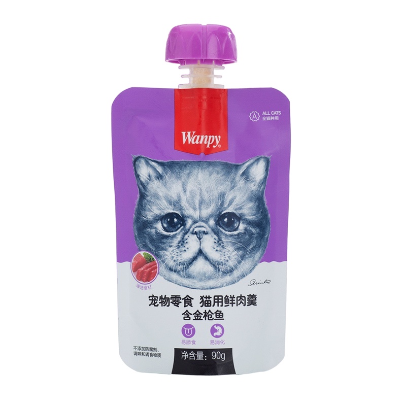 顽皮Wanpy宠物零食猫用鲜肉羹含金枪鱼90g*12