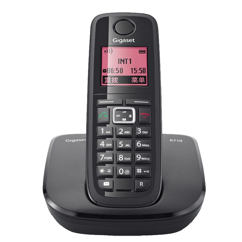 集怡嘉(Gigaset)原西门子 德国进口 E710数字无绳子母机录音电话机座机办公家用无线固话 E710 单机 黑
