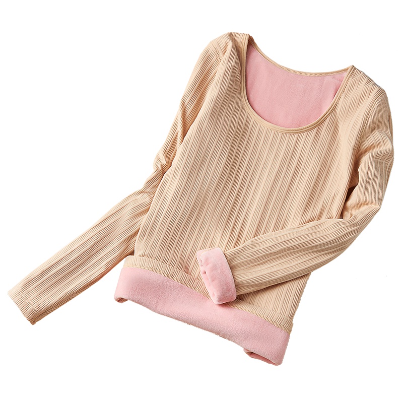 ENK 女秋冬长袖内搭紧身打底衫纯色百搭加绒加厚女士保暖上衣女