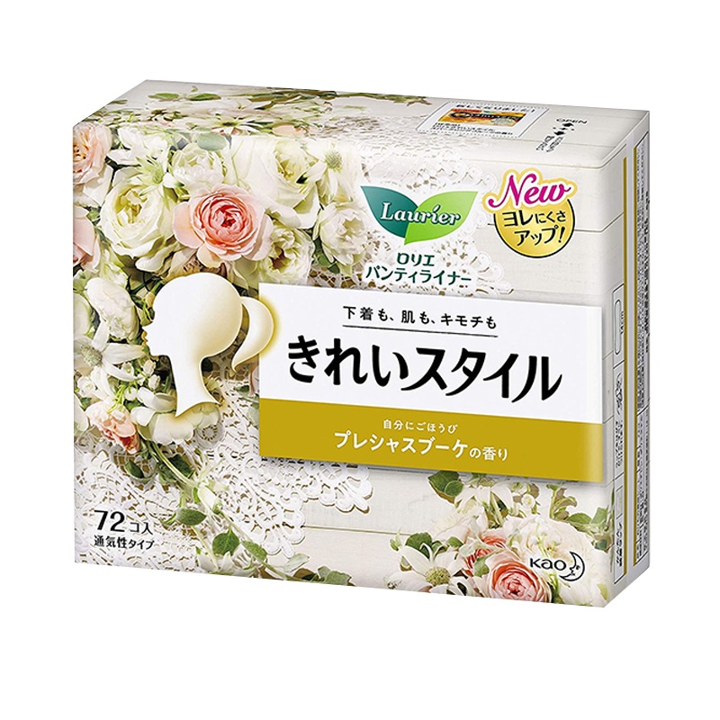 [丝薄透气卫生巾]花王(乐而雅)laurier 棉柔丝薄透气干爽舒适贴身水果香型卫生护垫 日夜用140mm 72片