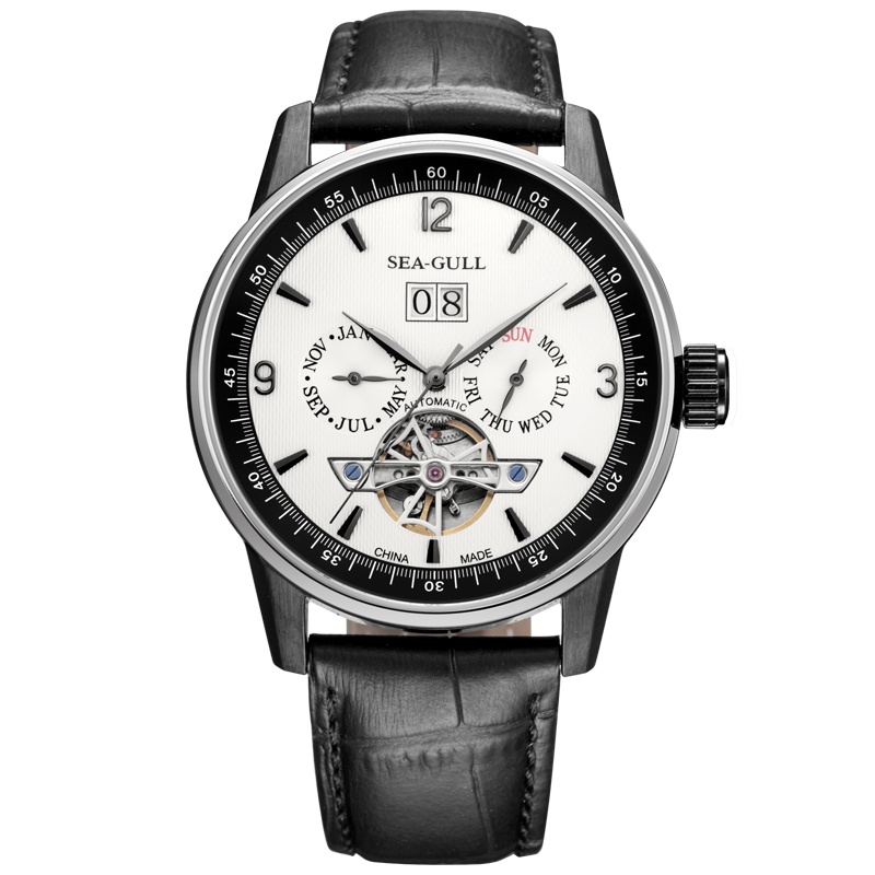 海鸥表(SEAGULL)男士皮带腕表时尚多功能镂空防水男表自动 机械表 219.328