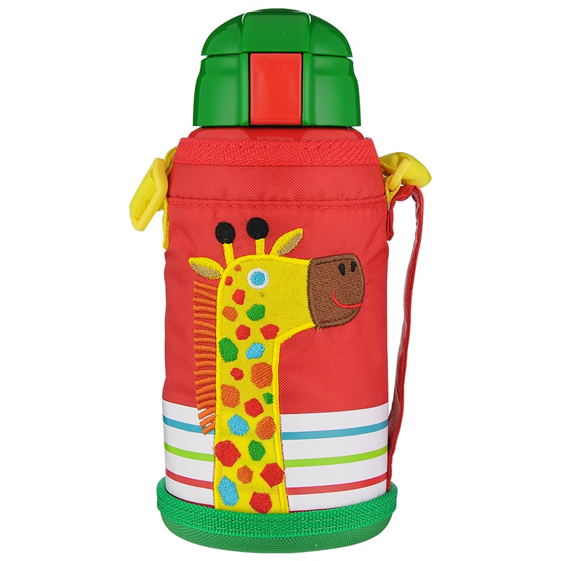 虎牌(tiger)双层真空保温杯 MML-C06C 630ml 长颈鹿CG 儿童卡通吸管水杯 不锈钢便携学生水壶