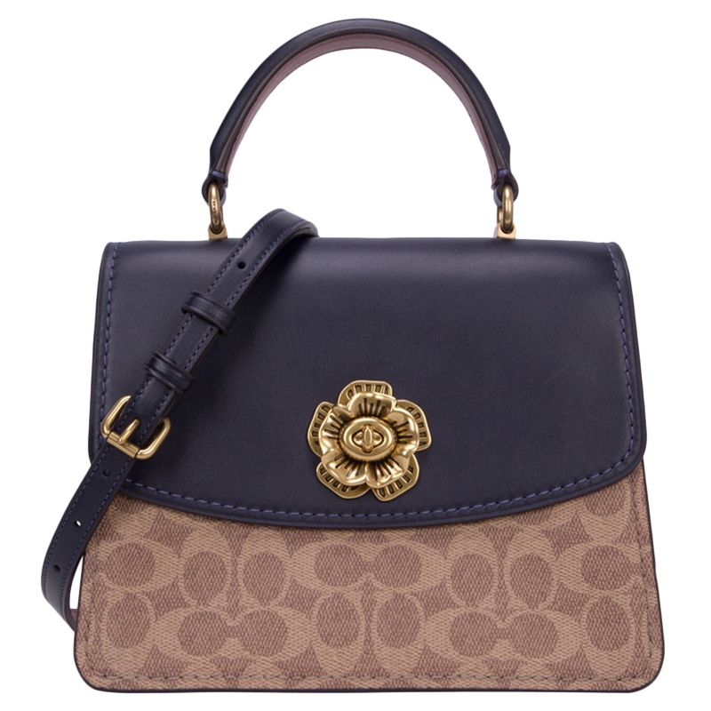 Coach 蔻驰(专柜) 黑墨色浅桃色拼色女士手提包 69590B4OQU