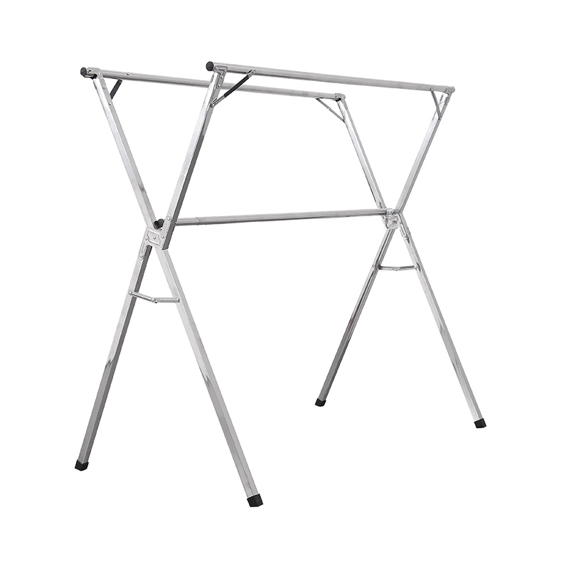 欧润哲 不锈钢制X型伸缩三杆晒衣架2.4米 大型落地室内阳台晒被架 衣服晾晒架多功能洗晒用品