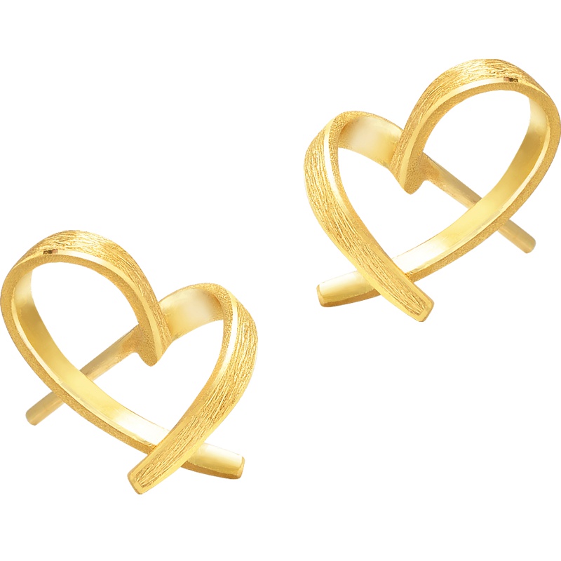 送女友周生生(CHOW SANG SANG)金足金耳钉心形耳环金耳饰首饰品女款 68738E计价