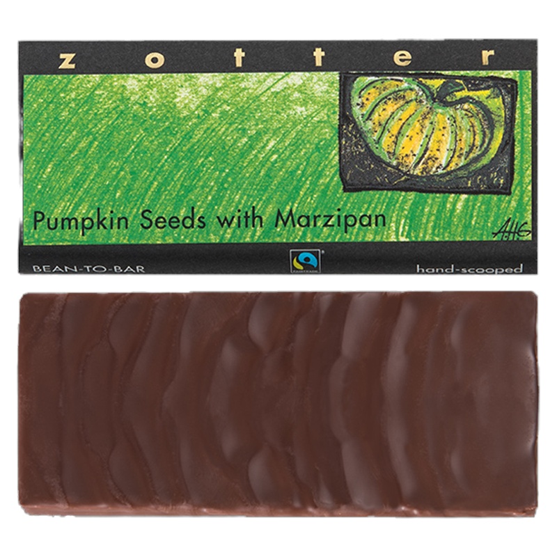 Zotter扁桃仁软糖南瓜籽手工夹层巧克力70g