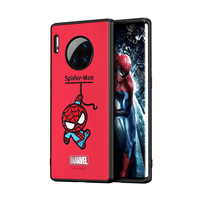 ESCASE 华为mate30手机壳硅胶保护套全包防摔卡通动漫个性布艺刺绣网红潮牌保护壳漫威正版红色蜘蛛侠