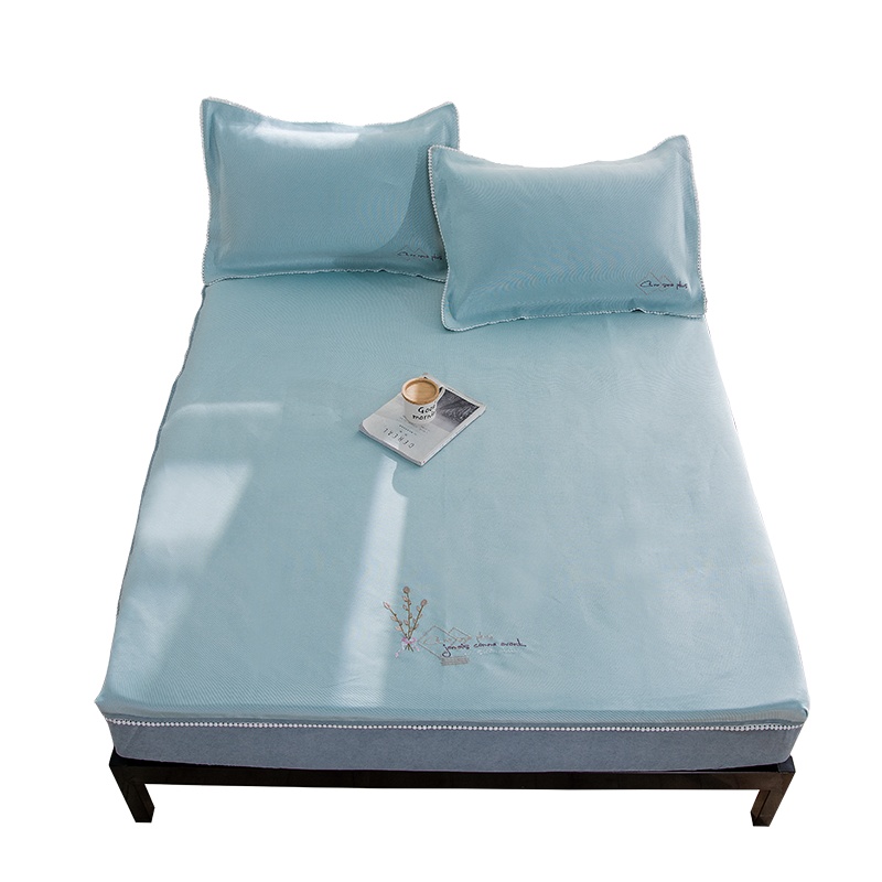 凯诗风尚(CHARSON)藤席三件套 苏宁自营 欧式简约刺绣宽边藤席可折叠夏季单人学生宿舍凉席子1.5米双人1.8m