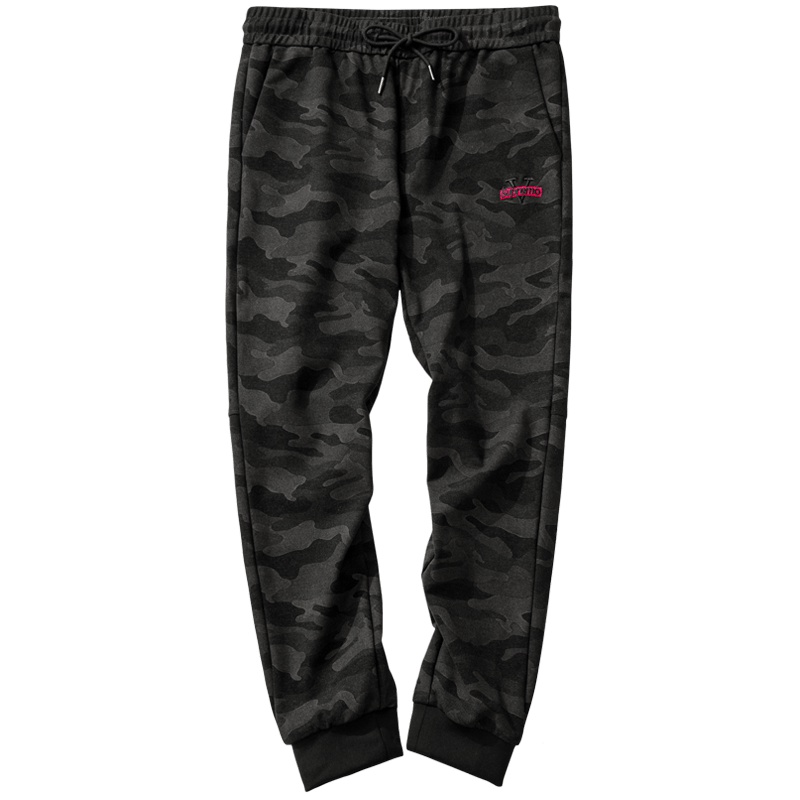 千纸鹤男士休闲裤子2019秋季新款时尚迷彩束脚弹力九分裤男90339