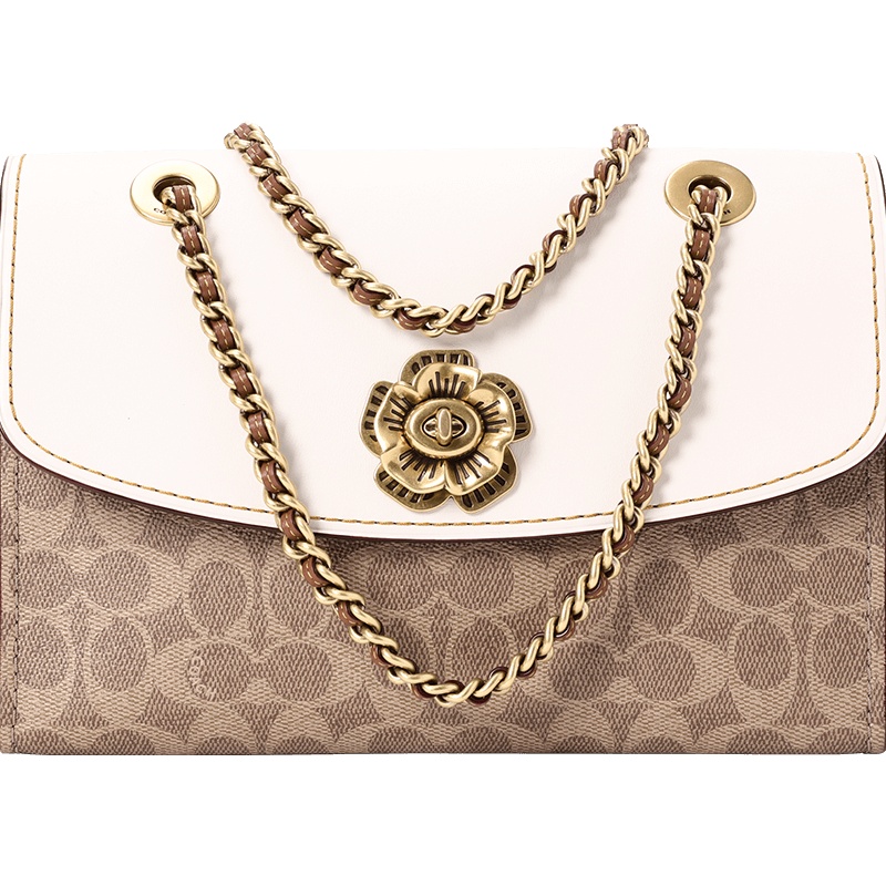 COACH蔻驰女包 PARKER口盖包 山茶花系列 斜挎包 30585 PVC\牛皮革