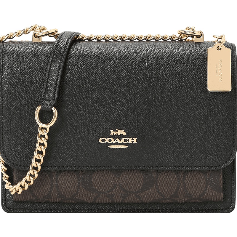 COACH KLARE 口盖包 字母马车标 织物拼皮 F91019