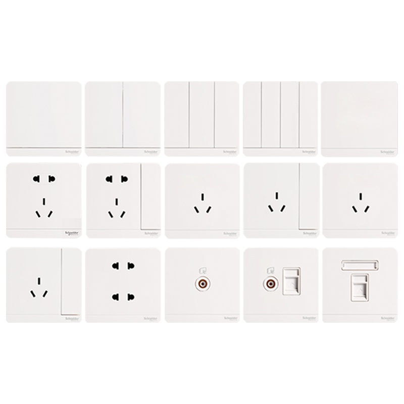 施耐德电气（Schneider Electric）绎尚系列镜瓷白电源插座 86型 五孔插座 墙壁电源 开关面板