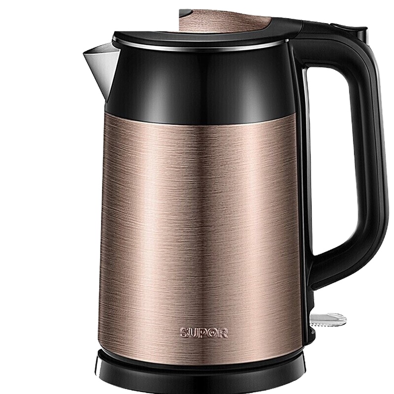 苏泊尔(SUPOR)SWF17S26A全钢无缝304不锈钢材质双层防烫保温电水壶1.7L