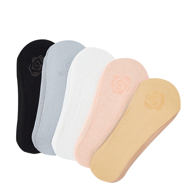 猫人女士袜子女纯色短袜春夏短筒舒适隐形低帮袜船袜5双装浅口船袜