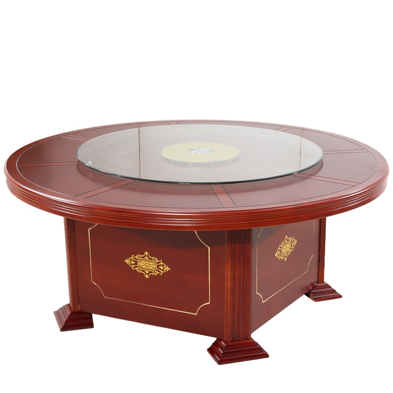 创世人 办公家具高档酒店大圆桌包厢电动圆桌大圆桌豪华宴会火锅餐桌椅子组合2米餐桌