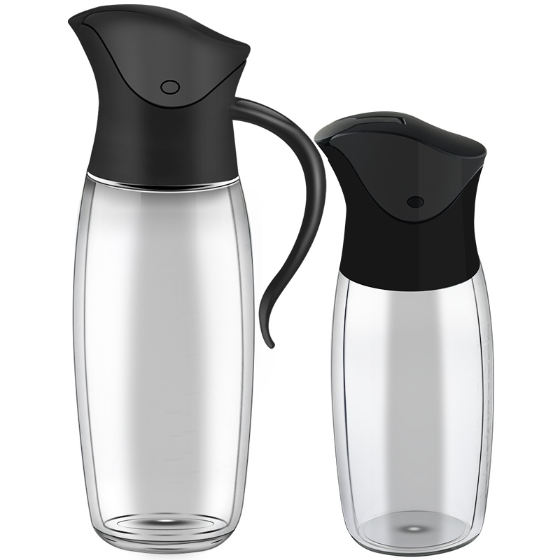 KMW天工玻璃油瓶套装Gtoolsyh0047自动开合无孔盖装油壶400ml+250ml防漏油酱油瓶醋瓶调料瓶调味瓶罐