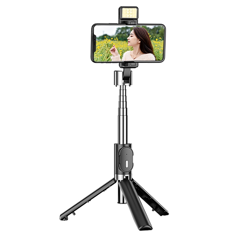 古尚古自拍杆防抖神器vivo小米oppo华为苹果手机专用三脚架通用型[升级版]月光白[横+竖拍]一体式自拍直播架