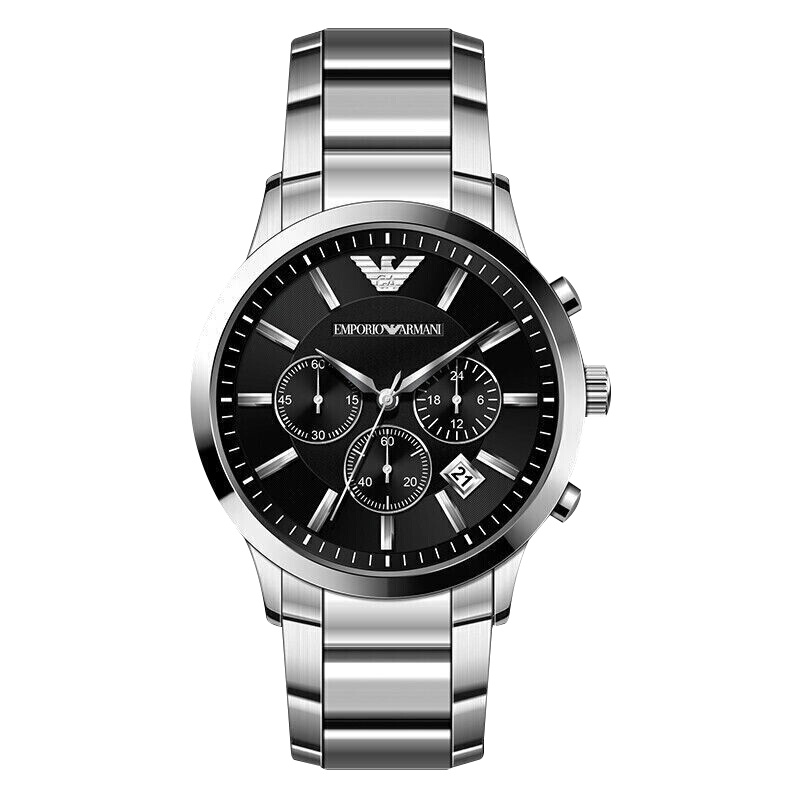阿玛尼(EMPORIO ARMANI)男士多功能三眼运动手表 欧美品牌简约时尚石英表男 AR2434