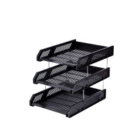 得力 9209文件架 三层塑料文件框 资料收纳盒 黑