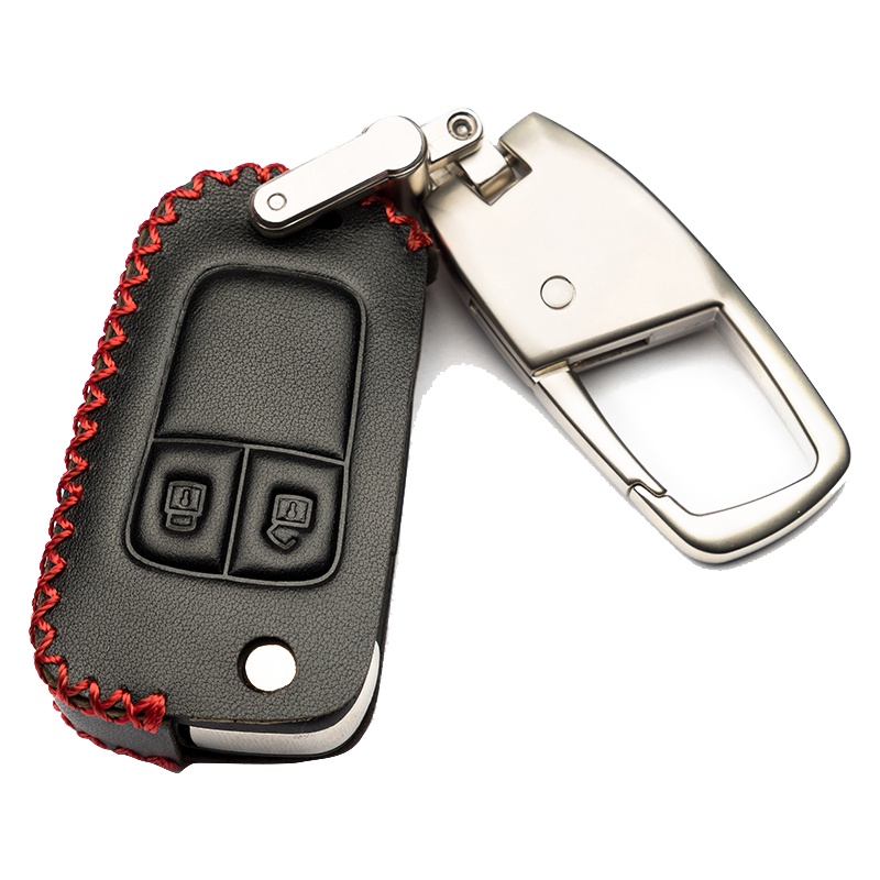 富屯 雪佛兰钥匙包 科鲁兹 科沃兹 迈锐宝 赛欧3 乐风RV 钥匙包钥匙套扣壳 D款-黑色红线