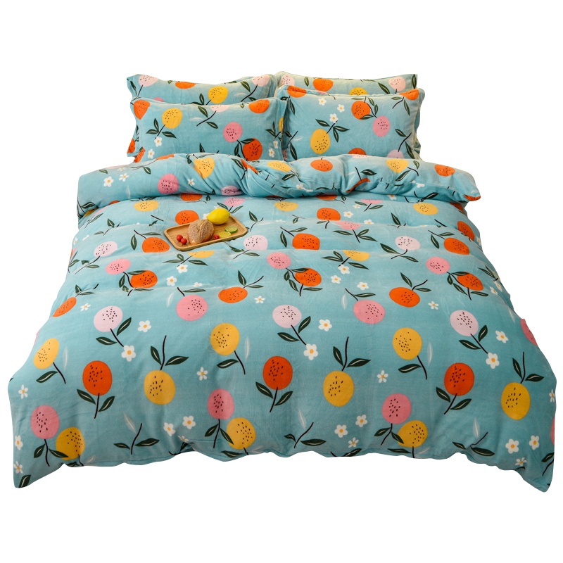 南极人(NanJiren) 珊瑚绒四件套冬季双面牛奶绒加绒三件套绒面床单被套加厚法兰绒床上用品