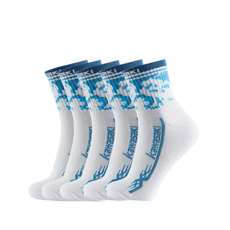 Kawasaki/川崎羽毛球运动袜子健身跑步篮球加厚毛巾底中袜透气 5双装