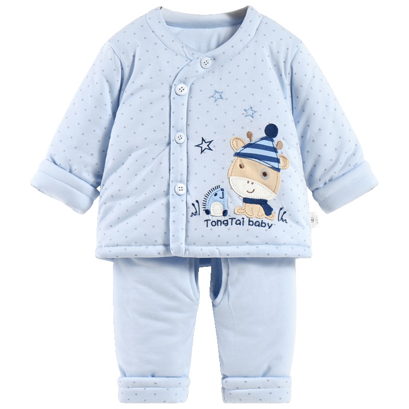 童泰TONGTAI纯棉婴儿衣服婴幼儿偏开棉衣套装1-18月男女宝宝棉服两件套儿童通用80cm