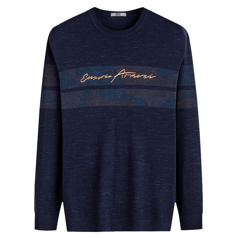 雪中飞新款字母针织衫男士休闲百搭圆领长袖毛衣