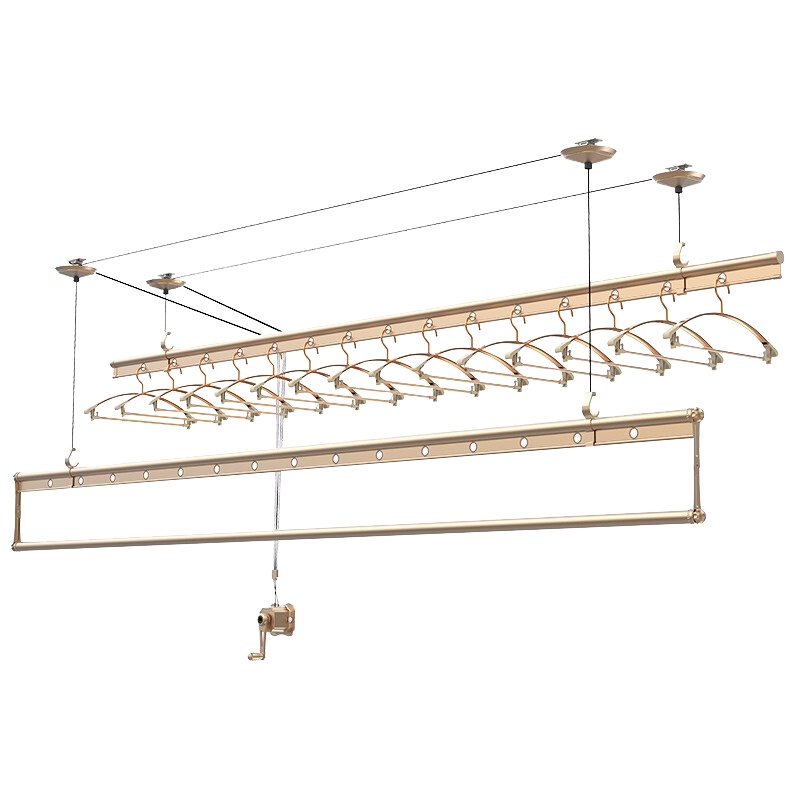 荣事达(Royalstar)晾衣架升降2.4米铝合金三杆阳台晒衣杆手摇晒衣架