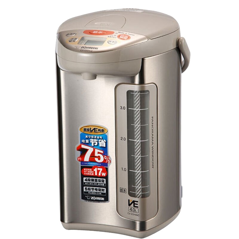 象印(ZO JIRUSHI)日本原装进口电热水瓶CV-DSH40C不锈钢真空保温省电电水壶 电动出水电热水瓶 4L