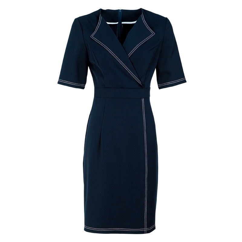 晩白 新品通勤职业修身短袖西装裙包臀裙显瘦连衣裙