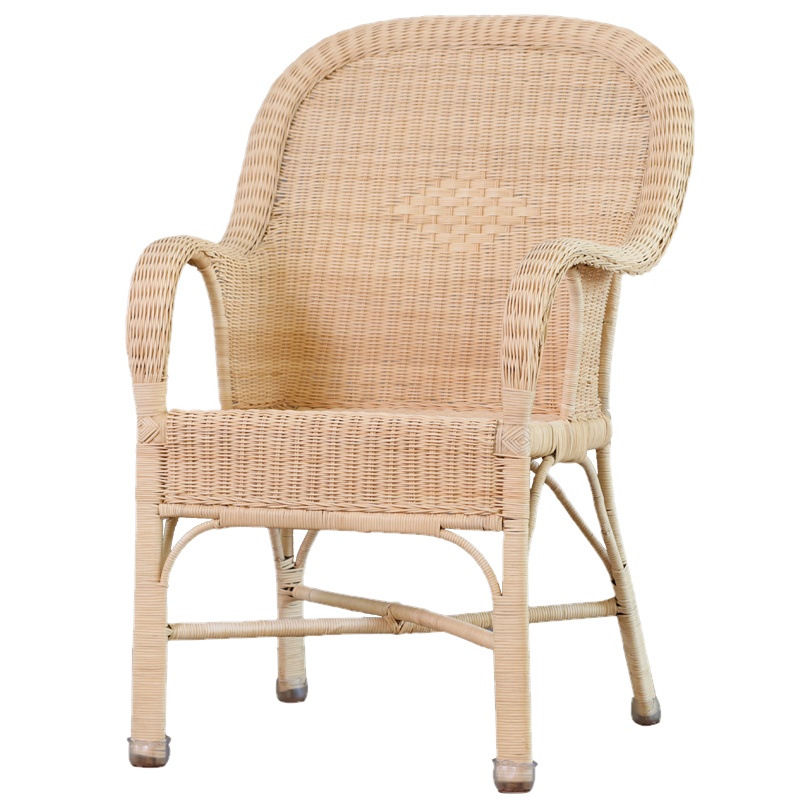 良顺 天然真藤编藤椅 阳台单人休闲椅老人靠背椅单个办公椅子舒适透气藤编椅