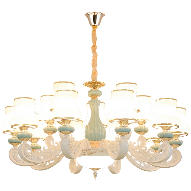 夕牧 新中式吊灯大气家用客厅大厅新款创意餐厅饭厅灯具禅意酒店别墅茶楼古典田园现代简约书房卧室灯饰别墅复式楼中楼大吊灯