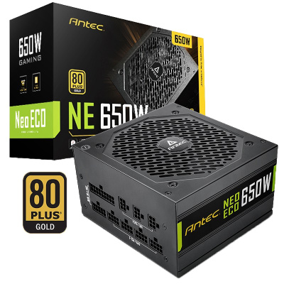 安钛克 Antec NE650金牌全模组/7年换新/全日系电容/寿命更持久/支持风扇启停/双8pin电脑主机机箱电源