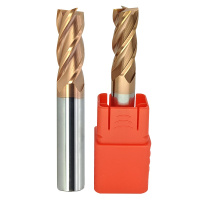 海斯迪克 HK-669 HRC55度整体钨钢铣刀 硬质合金铜涂层四刃立铣刀数控刃具