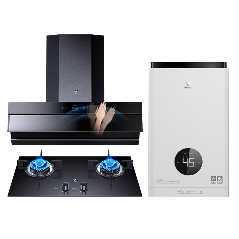 云米(VIOMI) Flash烟灶热三件套AI挥手21立方吸力4.2KW16升零冷水VK703+VG203+VGW166