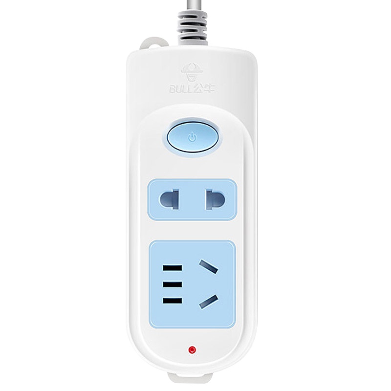 公牛(bull)新国标GN-612二位全长1.8米带保护门总控开关插座/接线板/排插/拖线板/插排蓝白