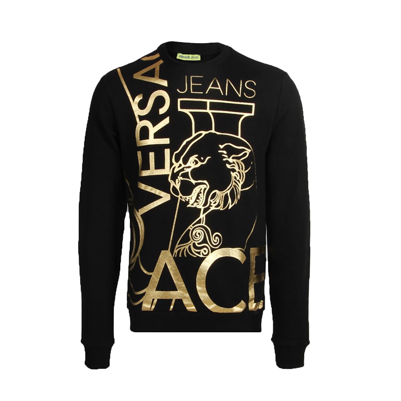 Versace Jeans范思哲19新款男士烫金黑色长袖卫衣B7GTB7FP 36604 899