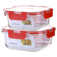乐扣乐扣(Lock&Lock)耐热玻璃保鲜盒套装微波炉专用加热饭盒便当盒玻璃碗带盖 LLG237S601