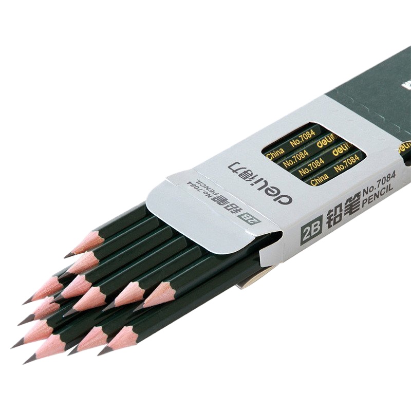 得力7084 2B高级绘图铅笔(绿色) 12支/盒