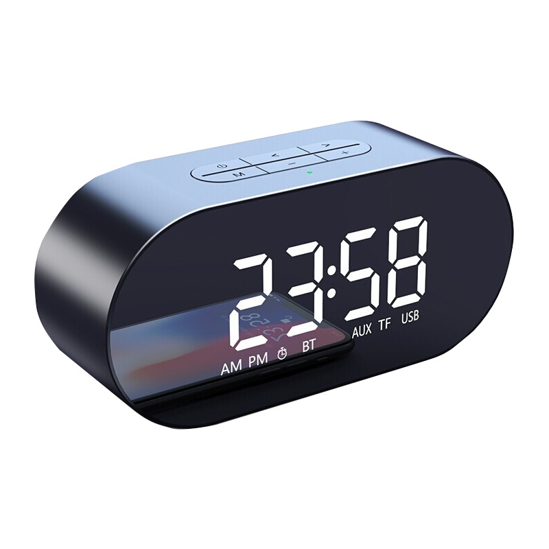 蓝悦(LEnRuE) P6蓝牙音箱低音炮无线户外便携迷你小音响电脑台式笔记本音箱手机时钟闹钟插卡音响 黑色