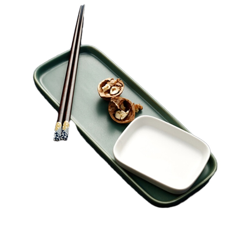 米里(MILI)北欧创意陶瓷寿司盘 长方形西餐盘 10寸长条盘(绿)