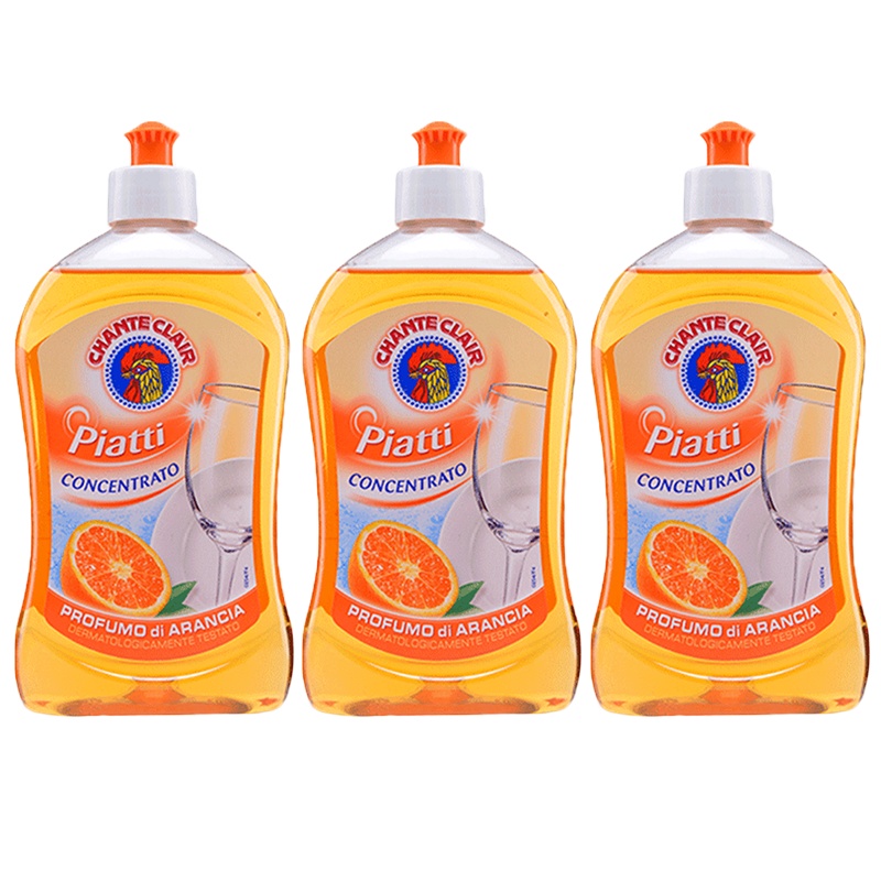 大公鸡头 浓缩洗洁精小瓶厨房餐具清洁家用家庭装香橙味500ml*3瓶