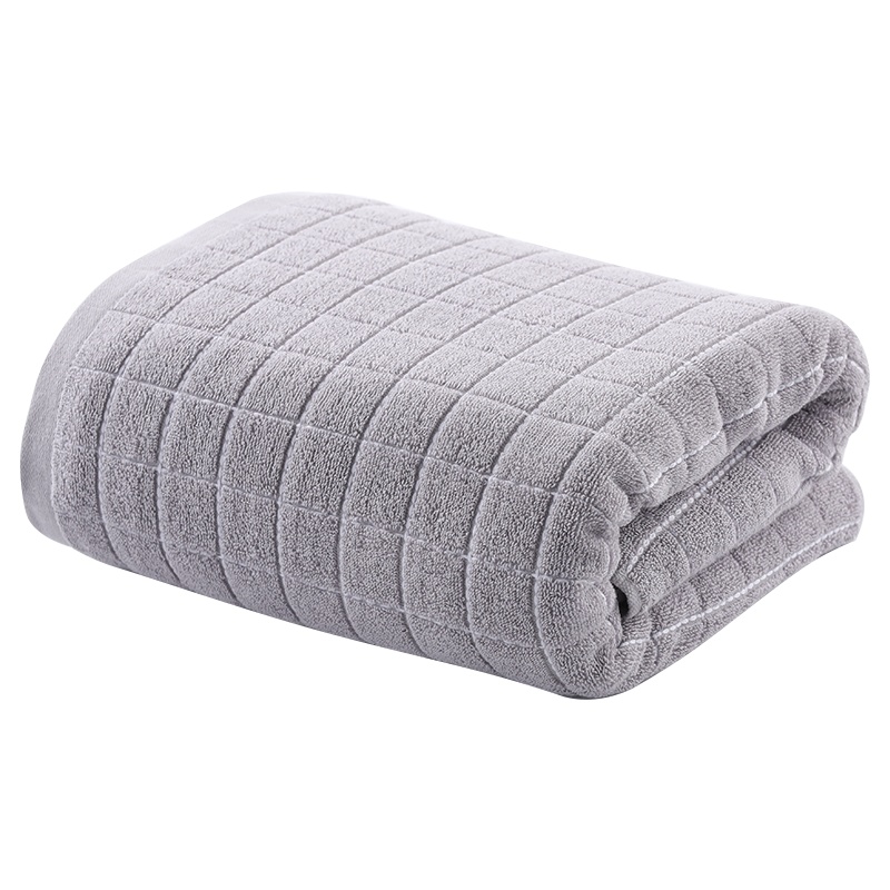 洁丽雅(grace)毛巾家纺纯棉素色格子强吸水柔软舒适亲肤浴巾410g 140*70cm