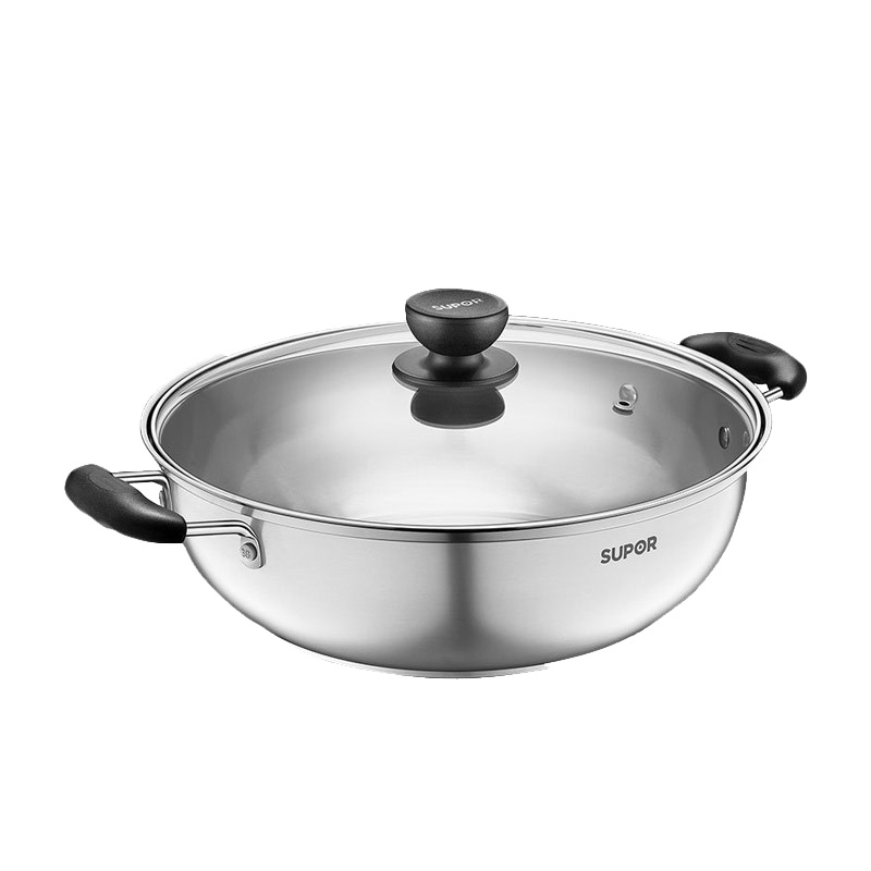 苏泊尔（SUPOR）火锅ET30BS01 时尚304不锈钢 复底火锅30cm电磁炉通