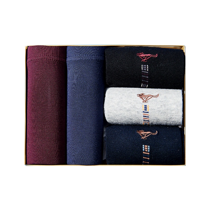 七匹狼 5件盒装舒适男款内裤透气平脚裤冰丝男士内裤商务透气男士袜子