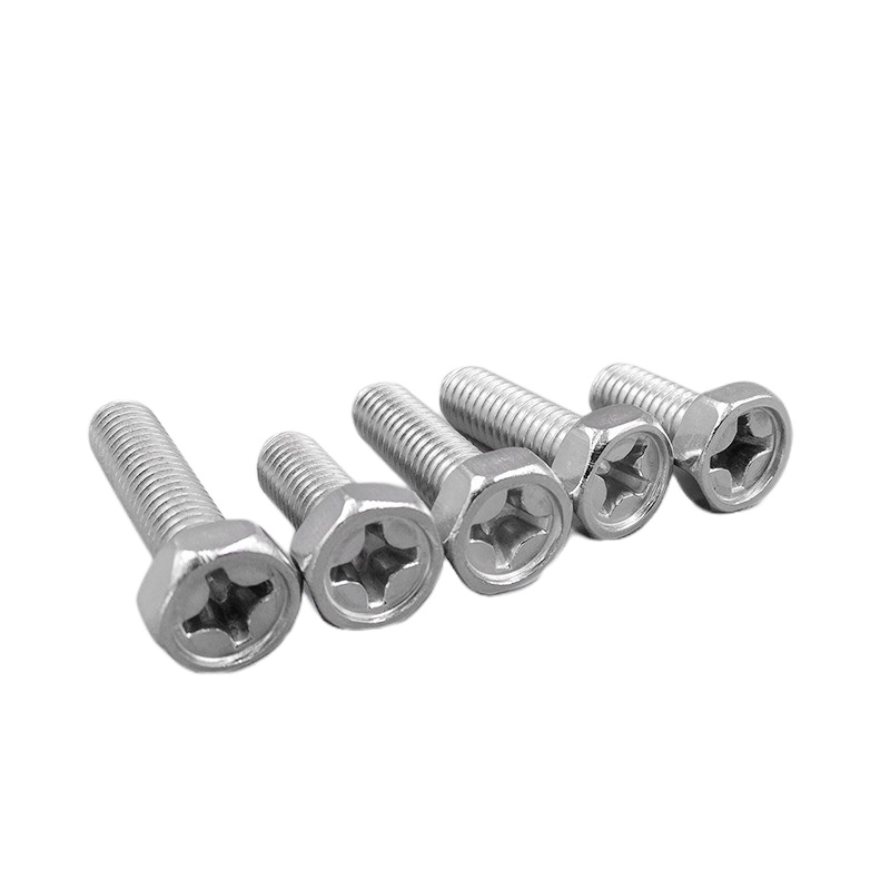 楚昌 304不锈钢十字凹穴槽外六角螺丝GB29.2六角头螺杆螺栓M4M5M6 M6*40 (100个)