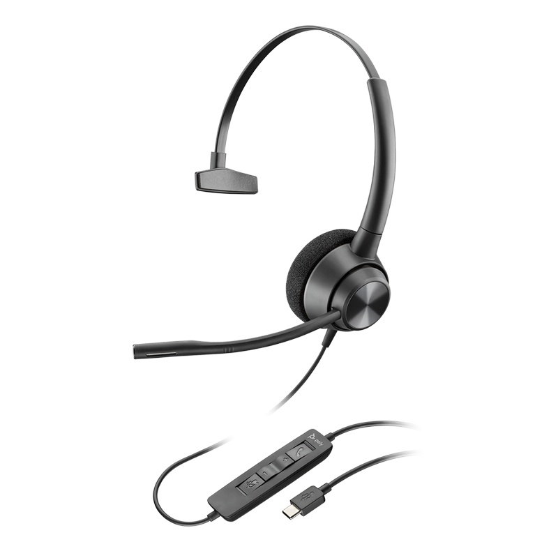 缤特力(Plantronics)EncorePro 310 USB-C单耳头戴式电脑办公耳机 话务客服降噪耳麦(Type