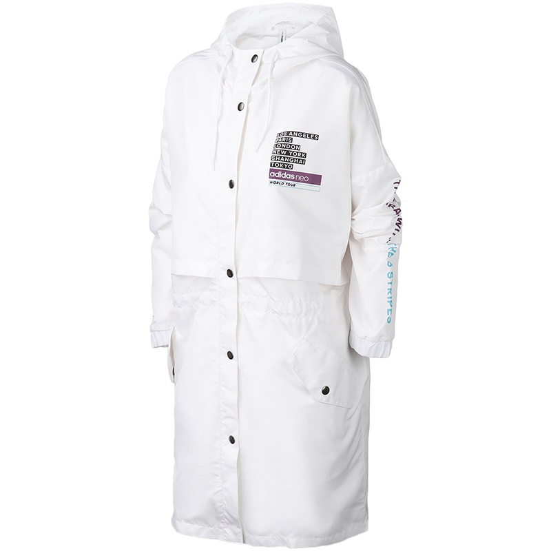 adidas阿迪达斯NEO女装运动服休闲中长款防风衣FU1073